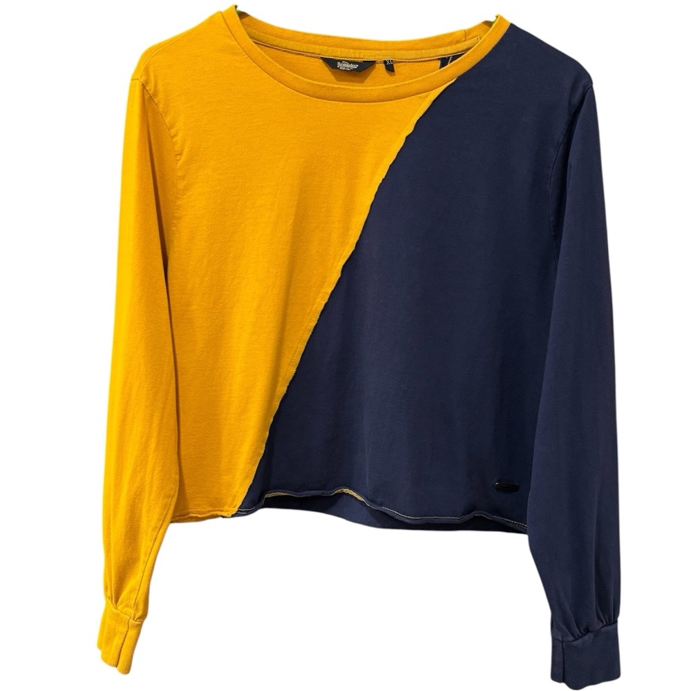 Blue and gold longsleeve crop top, Roadster Lifestyle Co size xl